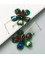 Fashion Green Painted Flower Color Diamond Love Earrings