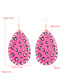 Fashion Red Drop-shaped Double-sided Leather Diamond-printed Heart Earrings