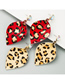 Fashion Red Leopard-print Diamond Earrings In Leather