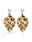 Fashion Khaki Leopard-print Diamond Earrings In Leather