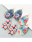 Fashion Mixed Colors Drop-shaped Double-sided Leather Diamond Firework Earrings
