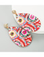 Fashion Color Teardrop Shaped Diamond Flower Leather Print Earrings