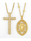 Fashion Our Lady Heart-shaped Cross Full Diamond Zircon Necklace