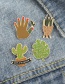 Fashion Hand Monstera Cactus Aloe Potted Plant Brooch
