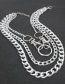 Fashion Silver Alloy Keychain Ring Hollow Chain Multilayer Necklace