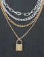 Fashion Color Mixing Mixed Color Chain Lock Multilayer Necklace