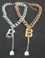 Fashion Silver Thick Chain Alloy Alphabet Necklace