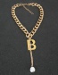 Fashion Silver Thick Chain Alloy Alphabet Necklace
