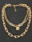 Fashion Golden Bamboo Link Chain Alloy Ball Multilayer Necklace