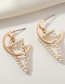 Fashion Golden C-shaped Alloy Triangle Earrings With Pearls