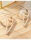 Fashion Golden C-shaped Alloy Triangle Earrings With Pearls