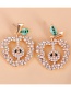 Fashion White Fruit Apple Diamond Earrings