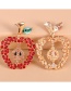 Fashion White Fruit Apple Diamond Earrings