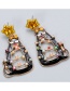 Fashion Red Color Christmas Cat Diamond Earrings