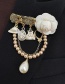 Fashion White Camellia Pearl Tassel Brooch