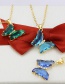 Fashion Dark Blue Gold-plated Insect Transparent Butterfly Necklace And Earring Set