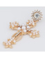 Fashion Gold Color Alloy Diamond Imitation Pearl Cross Earrings