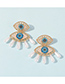 Fashion Gold Color Alloy Diamond Pearl Eye Tassel Stud Earrings