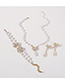 Fashion Gold Color Alloy Diamond Pearl Bow Necklace Bracelet Earring Set
