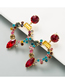 Fashion Color Geometric Shape Full Diamond Hollow Long Alloy Flower Earrings