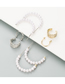 Fashion Silver Color C-shaped Multi-layer Alloy Diamond Pearl Ear Clip Earrings