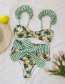 Fashion Papaya Ruffled Print Split Swimsuit