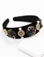 Fashion Black Geometric Hair Band With Fancy Diamonds Flowers And Pearls