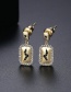 Fashion 18k Copper Inlaid Zircon Lightning Geometric Stud Earrings