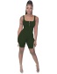 Fashion Army Green Solid Color Square Neck Suspender Halter Skinny Jumpsuit