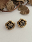 Fashion Bronze Three-dimensional Diamond-studded Camellia Alloy Earrings