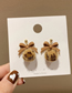 Fashion Gold Color Bow Leopard Print Plush Earrings