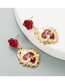 Fashion Red Alloy Rose Flower Drop Oil Letter Love Earrings