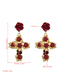 Fashion Red Cross Alloy Rose Earrings With Rhinestones