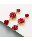 Fashion Red Three-dimensional Rose Flower Alloy Earrings