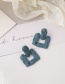 Fashion Haze Blue Spray Paint Geometric Square Flower Earrings