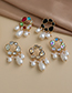 Fashion Ab Color Alloy Diamond Pearl Tassel Stud Earrings