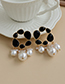 Fashion Champagne Alloy Diamond Pearl Tassel Stud Earrings