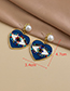 Fashion Navy Blue Alloy Diamond Earrings