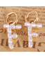 Fashion L Gold Letter Pearl Alloy Hollow Earrings