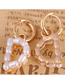 Fashion L Gold Letter Pearl Alloy Hollow Earrings