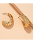 Fashion Gold Color C-shaped Lychee Embossed Irregular Earrings