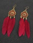 Fashion Blue Feather Alloy Hollow Round Earrings