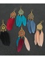 Fashion Color Mixing Feather Alloy Hollow Round Earrings