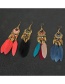 Fashion Red Drop Oil Geometric Feather Tassel Alloy Earrings