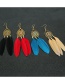 Fashion Color Mixing Alloy Beaded Feather Long Earrings