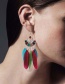 Fashion Blue Scalloped Alloy Feather Drip Earrings
