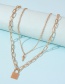 Fashion Gold Color Alloy Double-layer Key Lock Necklace