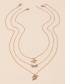 Fashion Gold Color Alloy Diamond Multi-layer Love Necklace