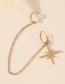 Fashion Gold Color Alloy Pearl Chain Awning Star Ear Clip