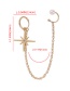 Fashion Gold Color Alloy Pearl Chain Awning Star Ear Clip